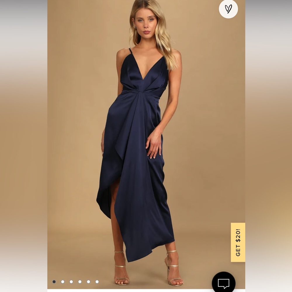 LULUs Navy Blue Satin dress